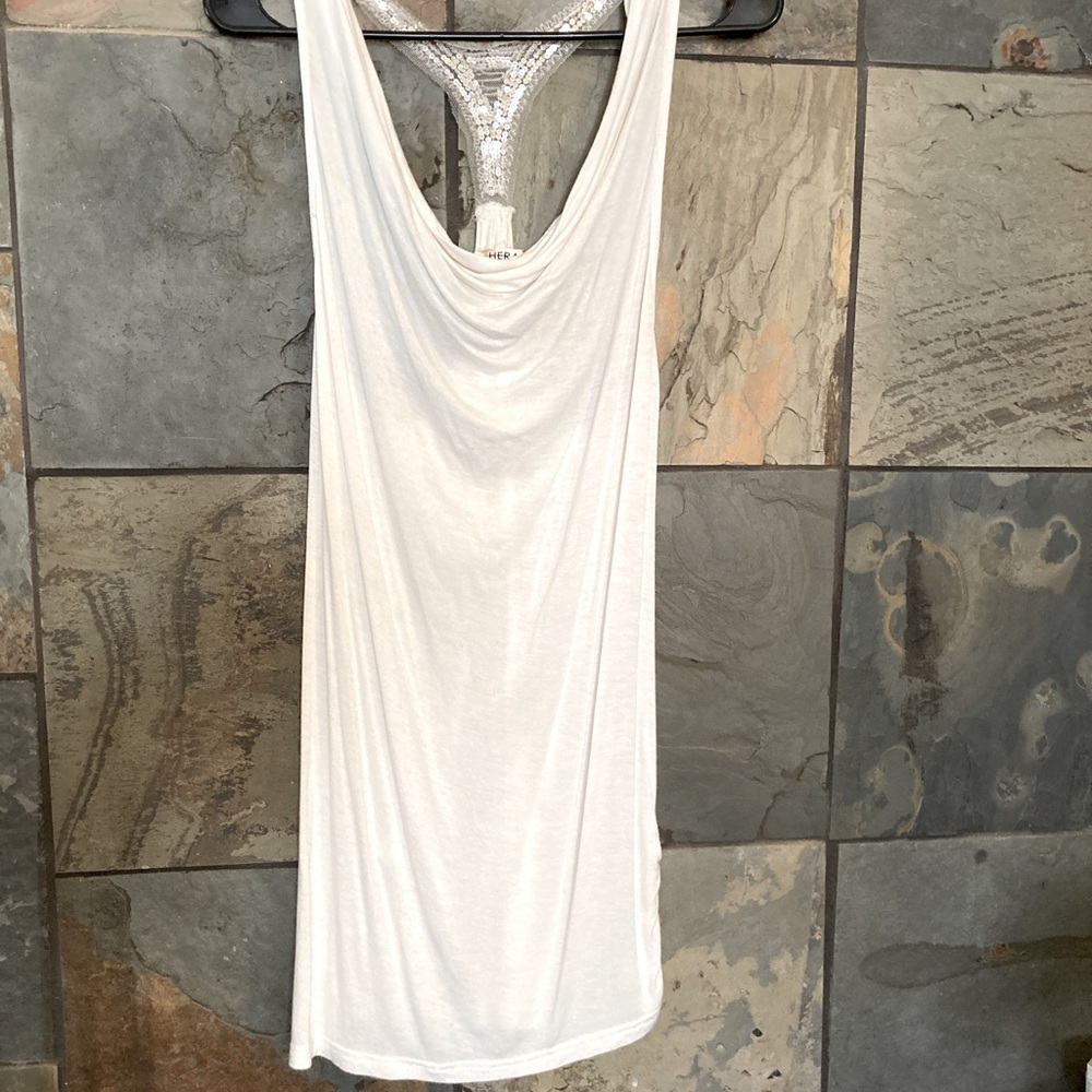 NWOT White ruched race back tank